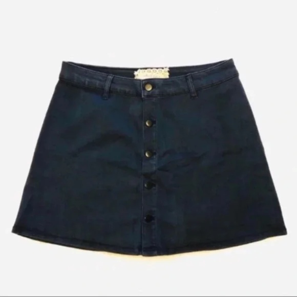 NWOT Altar'd State Navy Button Front Mini Skirt - Picture 1 of 5
